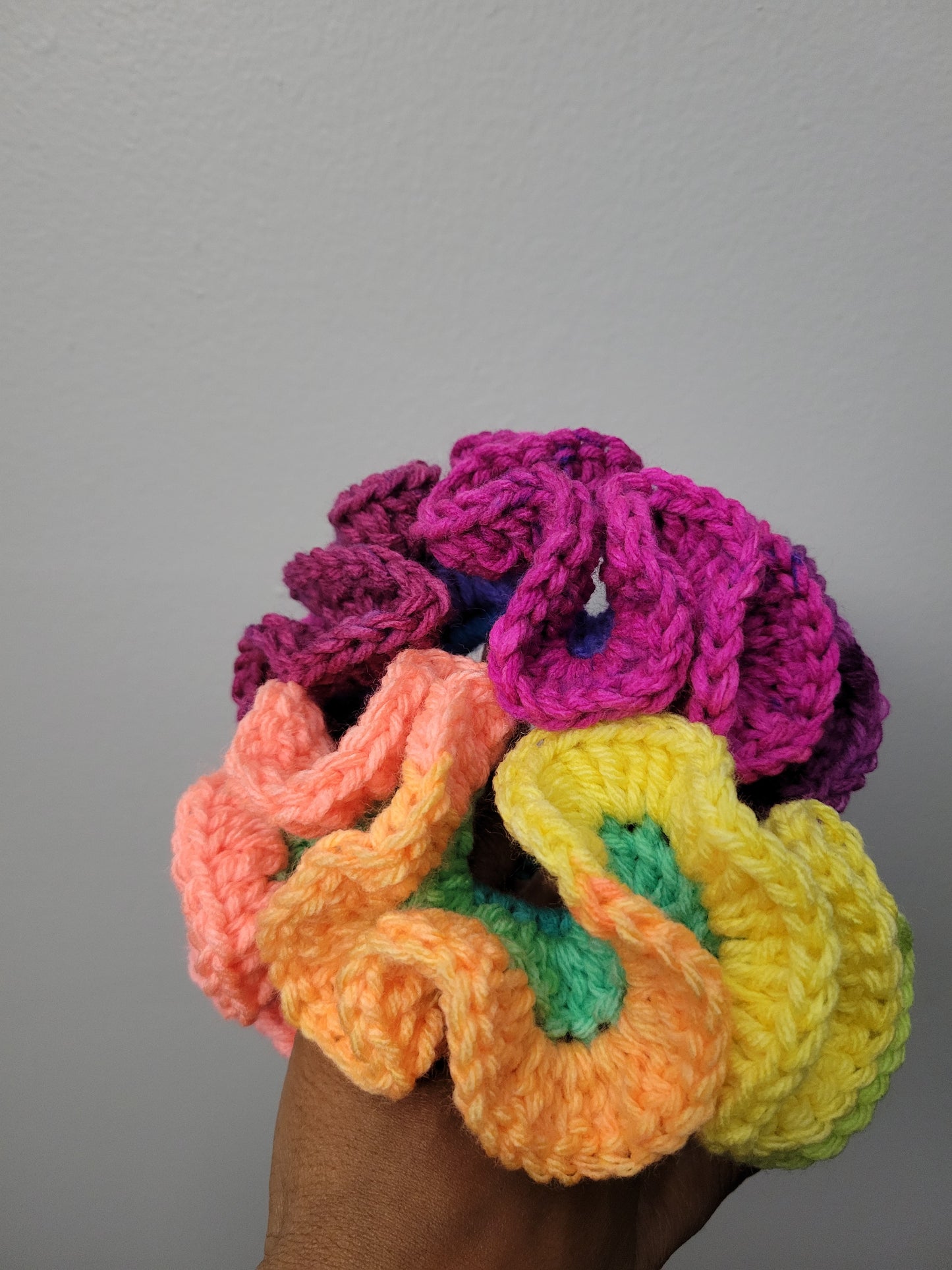 Custom/Personalized 1-2 Row Crochet Scrunchie, Ruffle Scrunchie, Handmade Scrunchie, Ponytail Holders.