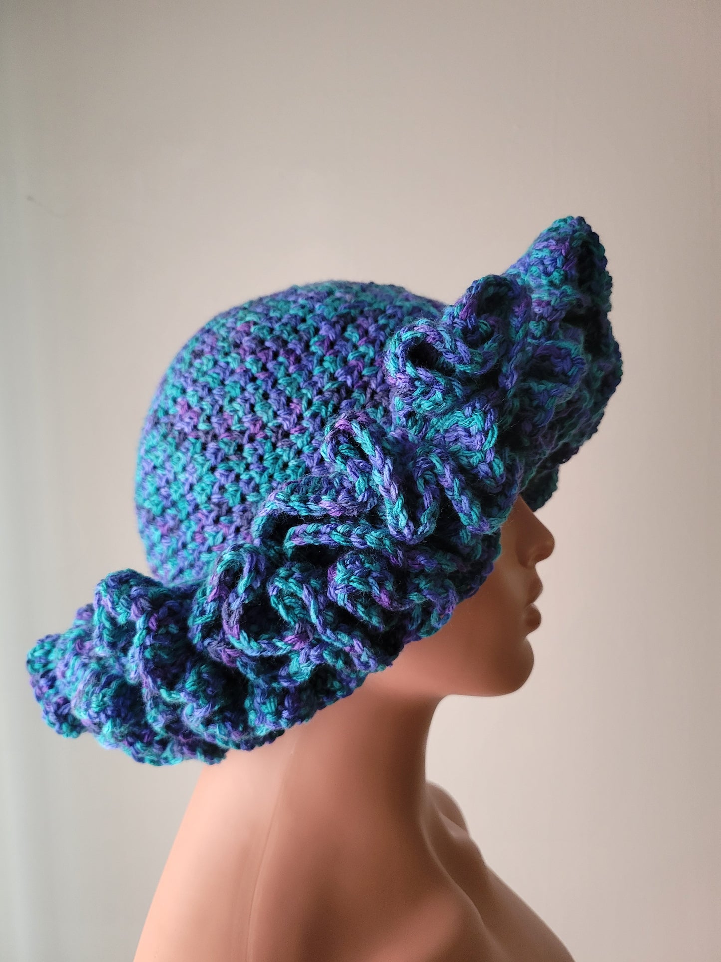 Custom/Personalized 2-6 Row Child/Adult Size Ruffle Bucket Hat, Ruffle Hat, Crochet Hat, Ruffle Crochet Hat.