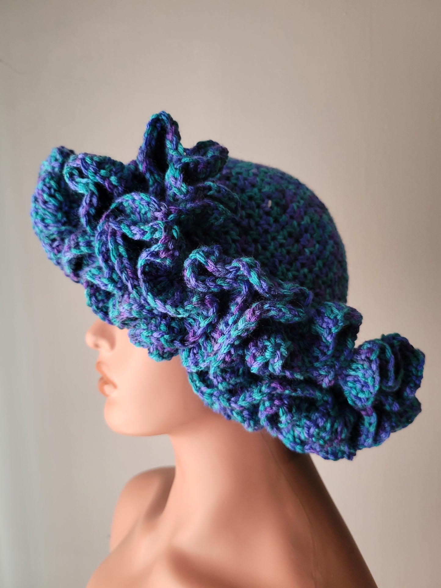 Custom/Personalized 2-6 Row Child/Adult Size Ruffle Bucket Hat, Ruffle Hat, Crochet Hat, Ruffle Crochet Hat.