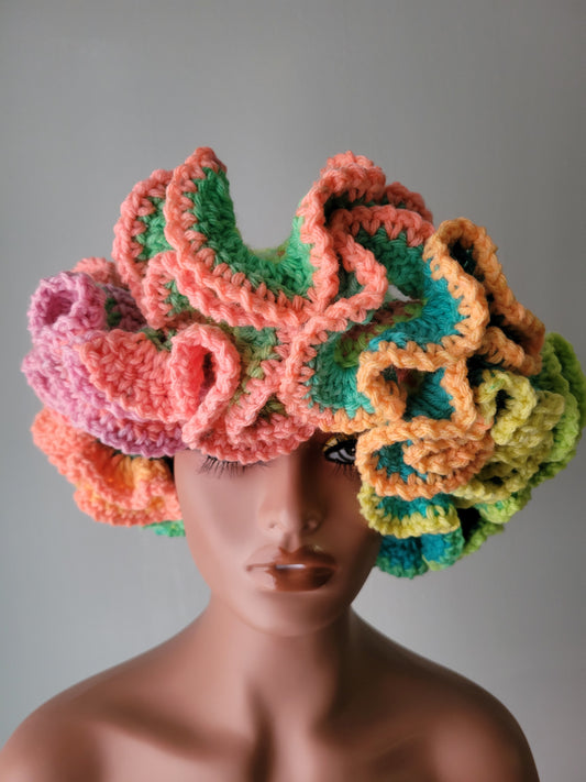 Custom/Personalized 2-6 Row Child/Adult Size Ruffle Bucket Hat, Ruffle Hat, Crochet Hat, Ruffle Crochet Hat.