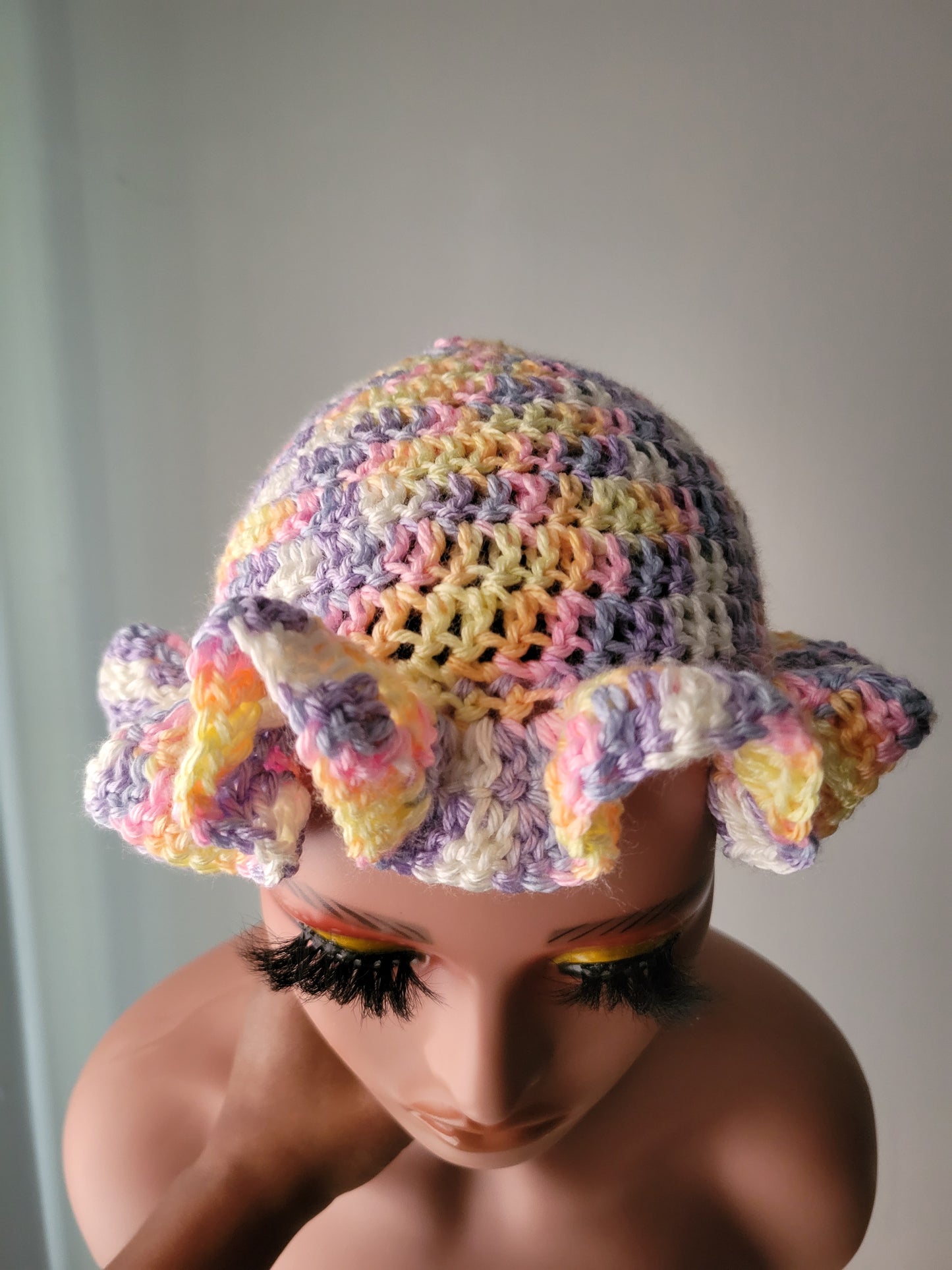 Custom/Personalized 2-6 Row Child/Adult Size Ruffle Bucket Hat, Ruffle Hat, Crochet Hat, Ruffle Crochet Hat.