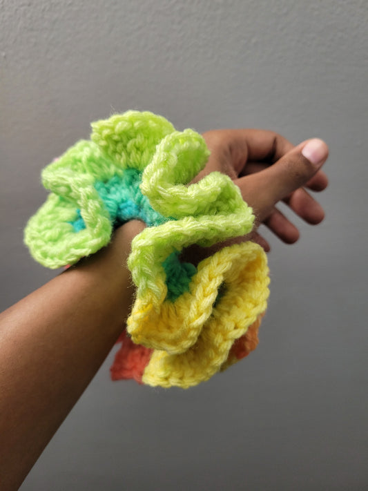 Custom/Personalized 1-2 Row Crochet Scrunchie, Ruffle Scrunchie, Handmade Scrunchie, Ponytail Holders.